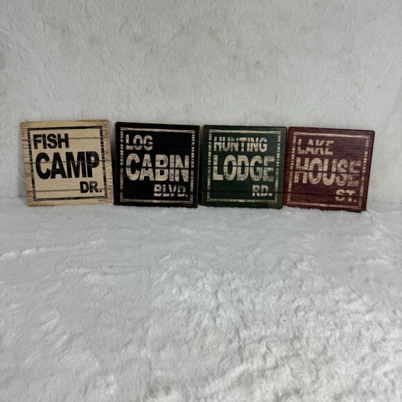 Rustic Cabin-Themed ceramic Coaster Set - Picture 2 of 5